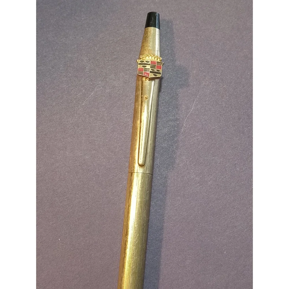 Vintage Cross 1/20 10K Gold Filled Ballpoint Pen Cadillac Crest Emblem USA Made